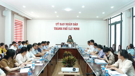 Bà Nguyễn Đài Thy - Phó Chủ tịch Thường trực HĐND tỉnh, trưởng đoàn khảo sát phát biểu kết luận buổi làm việc.