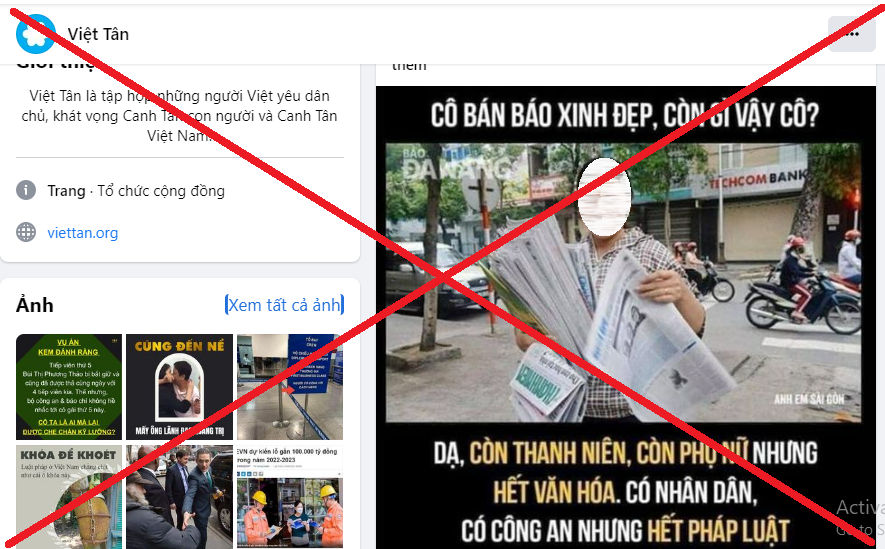 Trang tán phát thông tin xấu độc trên Facebook của tổ chức phản động Việt Tân