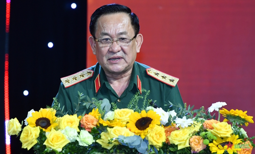 Thượng tướng Võ Minh Lương phát biểu khai trương Cơ sở dữ liệu văn bản pháp luật về quân sự, quốc phòng.