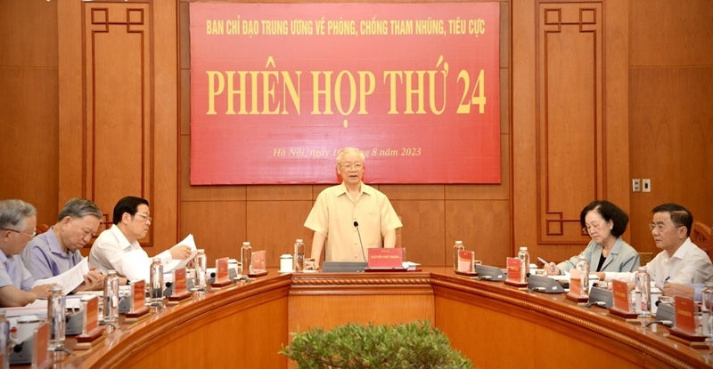 Tổng Bí thư Nguyễn Phú Trọng chủ trì phiên họp thứ 24 Ban Chỉ đạo Trung ương về phòng, chống tham nhũng, tiêu cực.