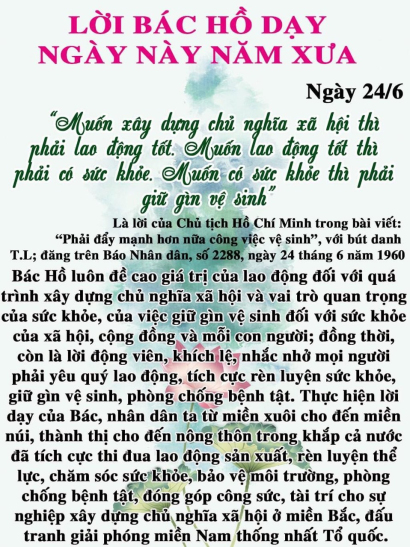 Lời Bác dạy ngày này năm xưa:" Phải đẩy mạnh hơn nữa công việc vệ sinh"