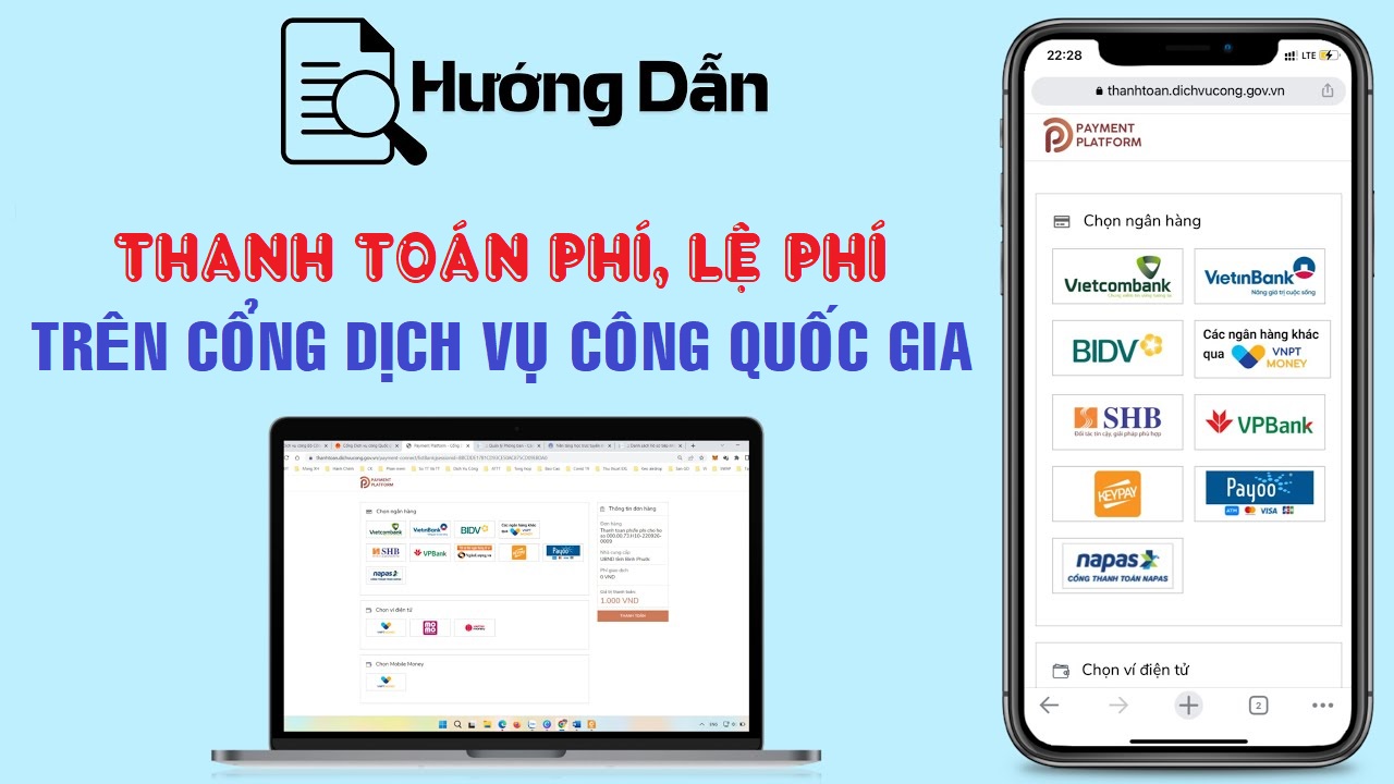 Hướng dẫn thanh toán phí, lệ phí TTHC trên Cổng dịch vụ công quốc gia