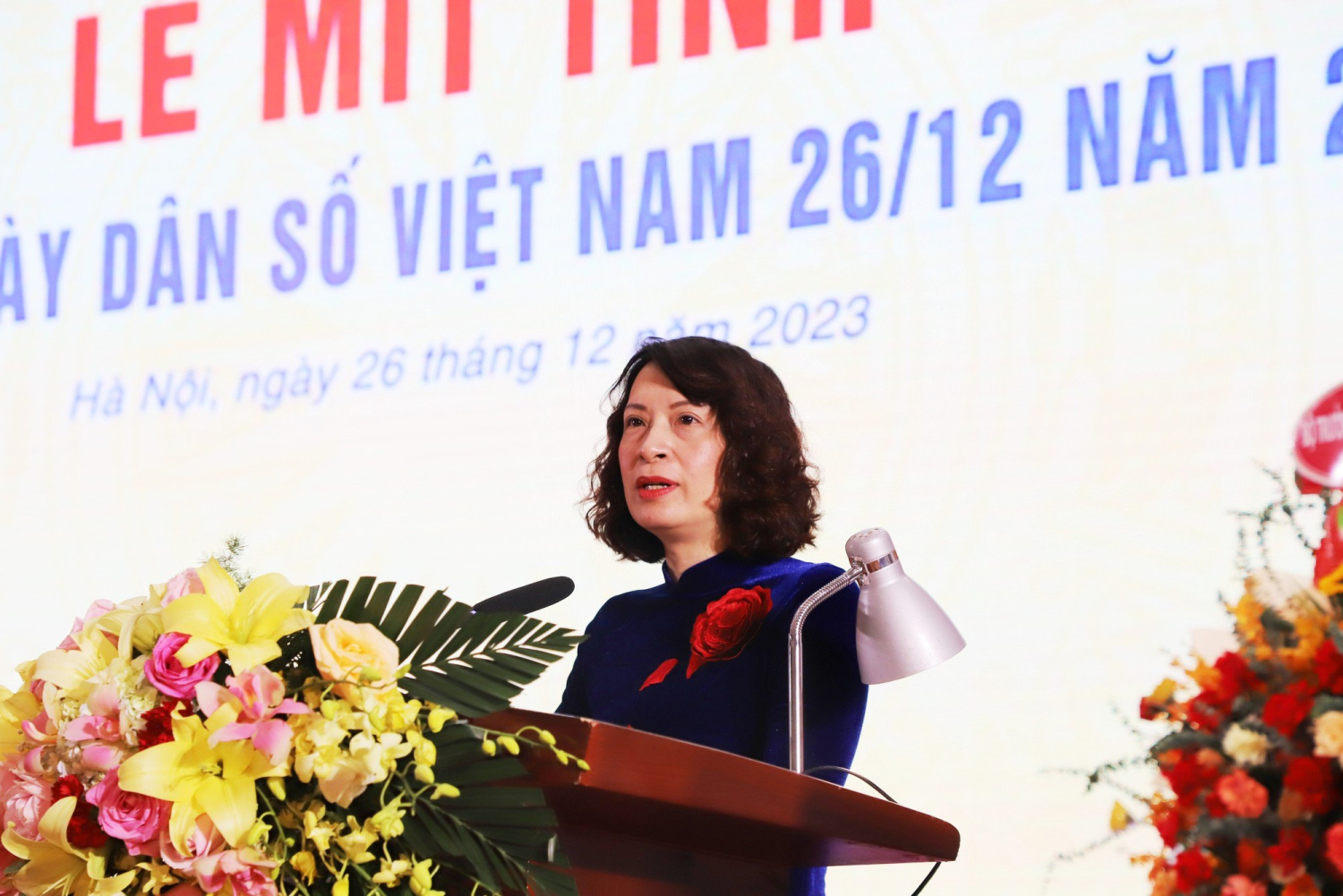 PGS.TS Nguyễn Thị Liên Hương - Thứ trưởng Bộ Y tế phát biểu tại lễ mít tinh