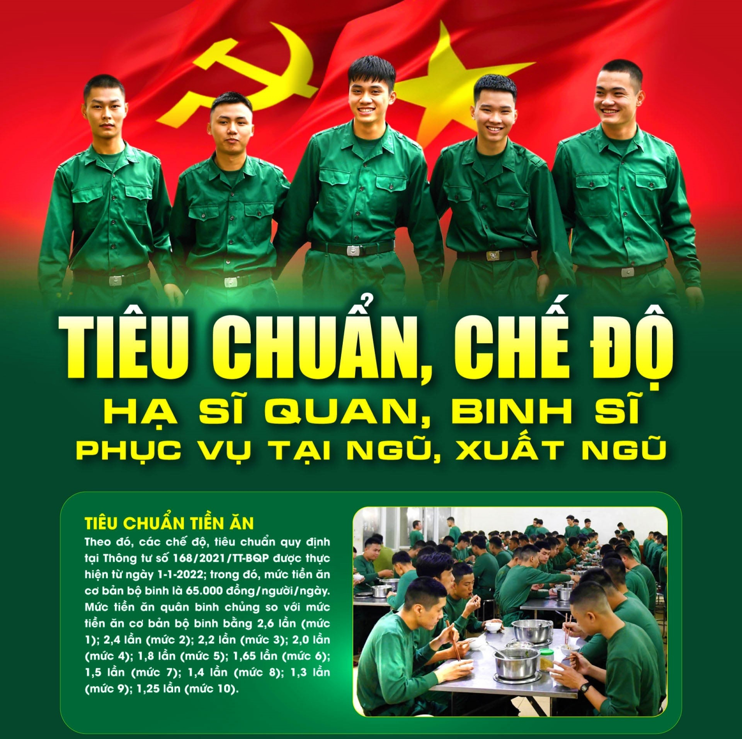 Tiêu chuẩn, chế độ phụ cấp, trợ cấp của hạ sĩ quan, binh sĩ phục vụ tại ngũ, xuất ngũ